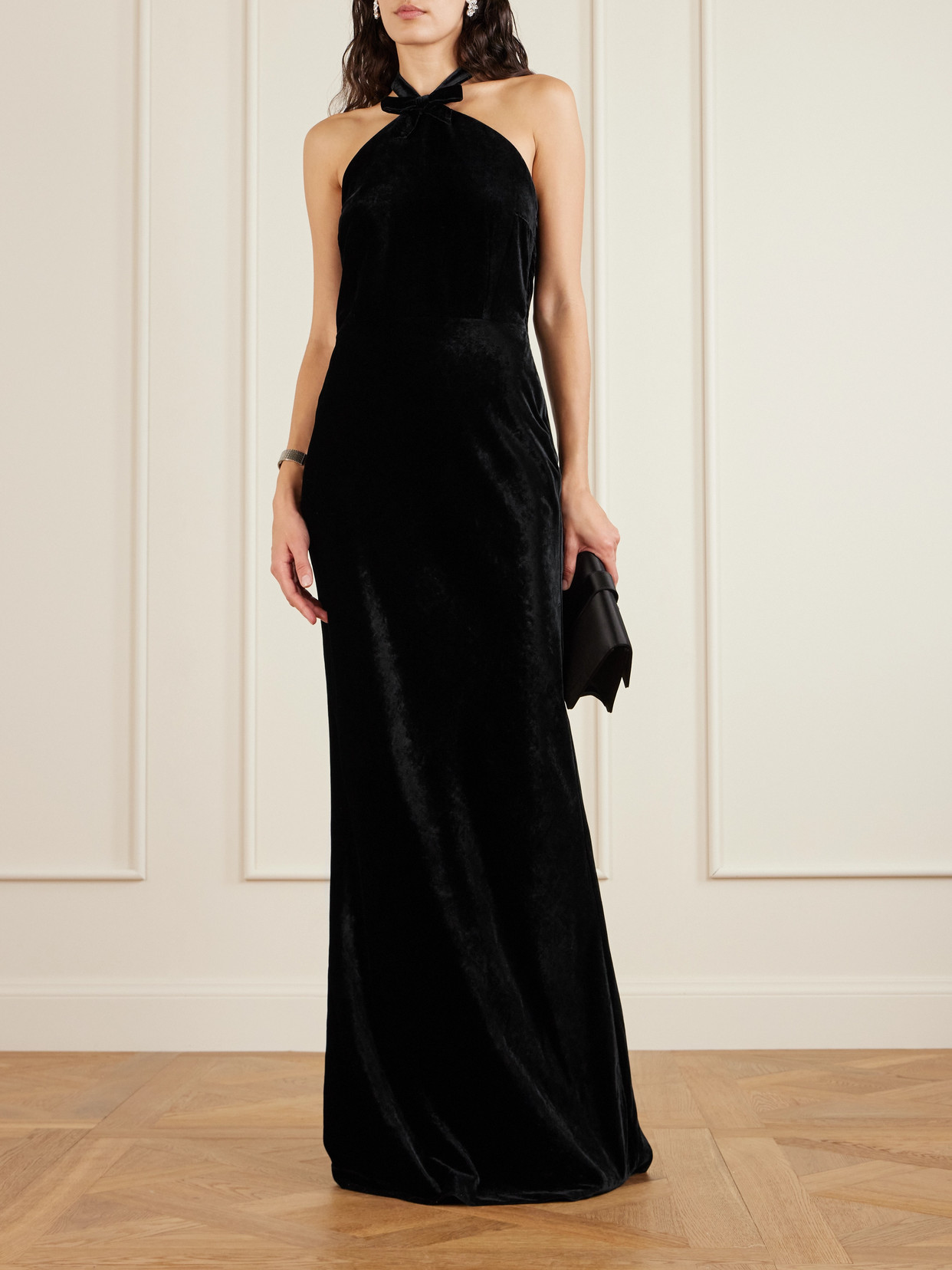 Bernadette Jolene Halterneck Crepe Maxi Dress In Black