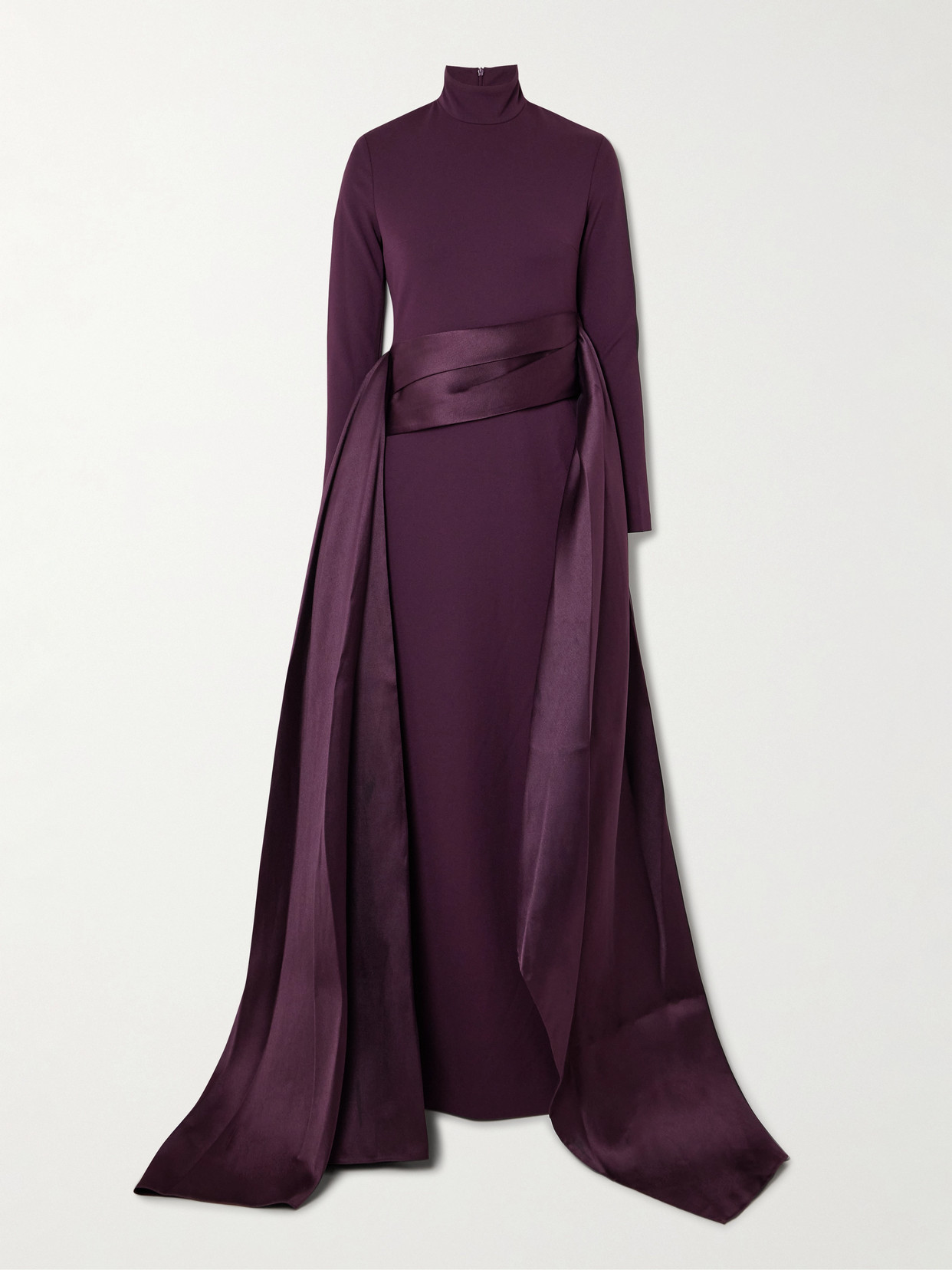 Solace London Olivia Crepe And Draped Satin-twill Gown In Purple