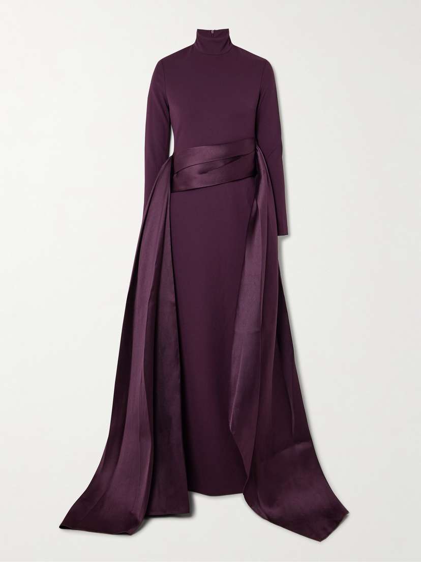Solace London Olivia Crepe And Draped Satin-twill Gown