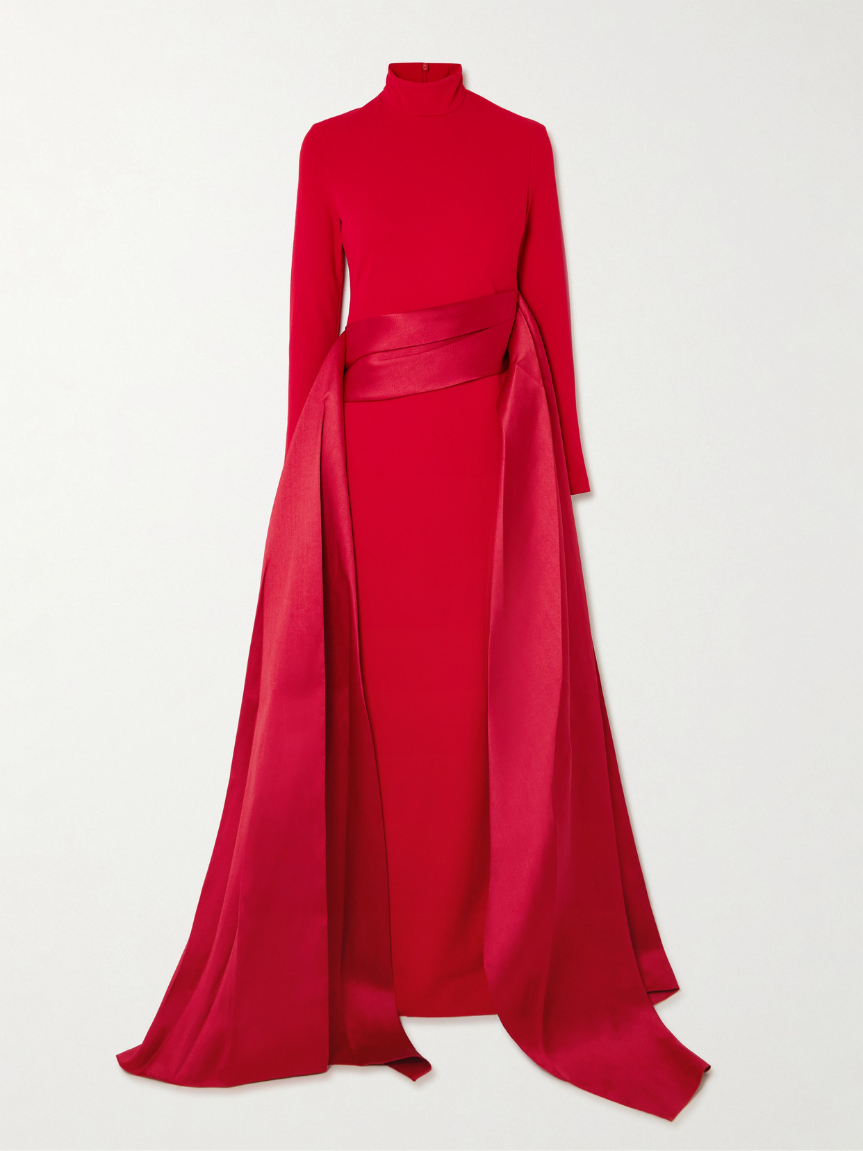 Solace London Olivia Crepe And Draped Satin-twill Gown In Red