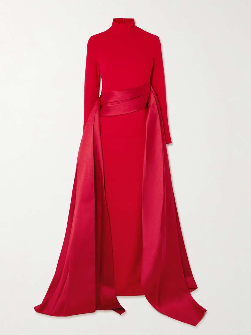 Solace London Olivia Crepe And Draped Satin-twill Gown
