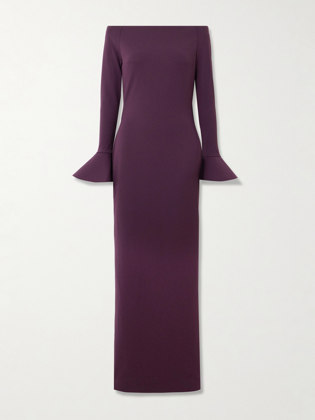 Solace London Anica Off-the-shoulder Crepe Gown In Purple