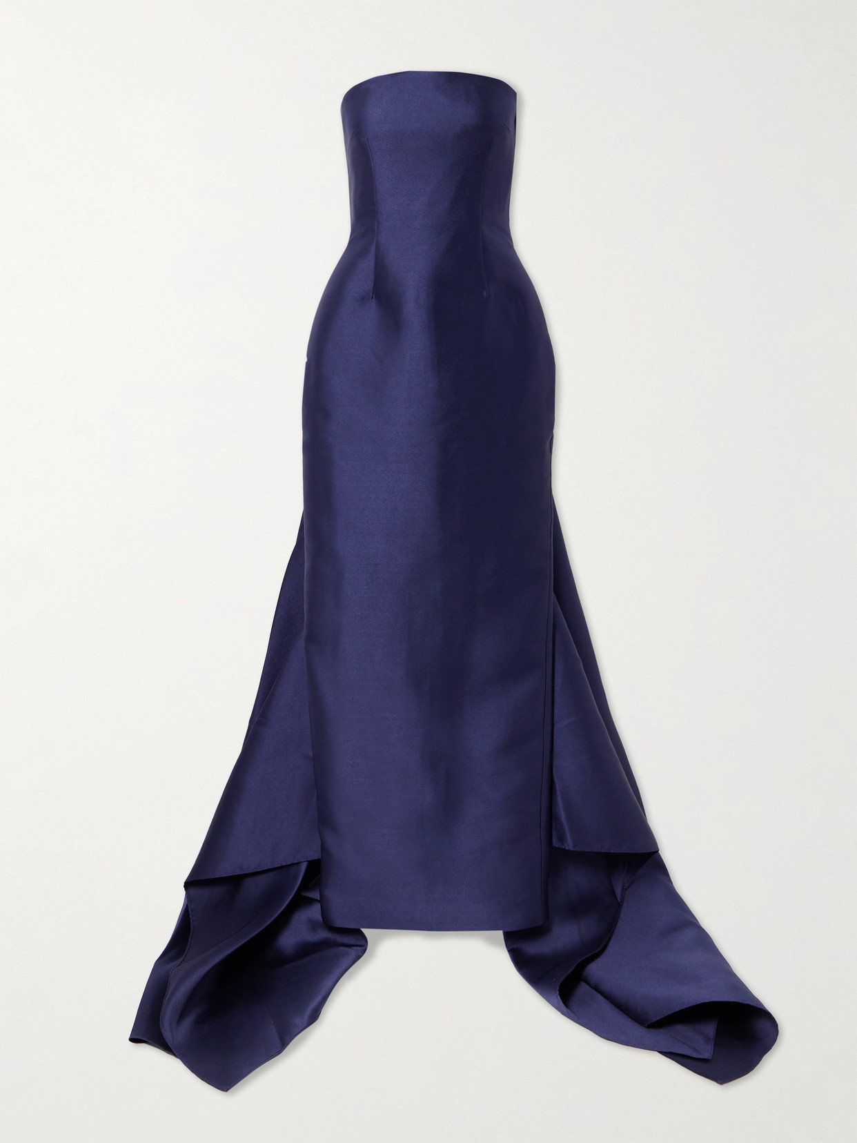 Solace London Imani Strapless Pleated Twill Gown In Blue