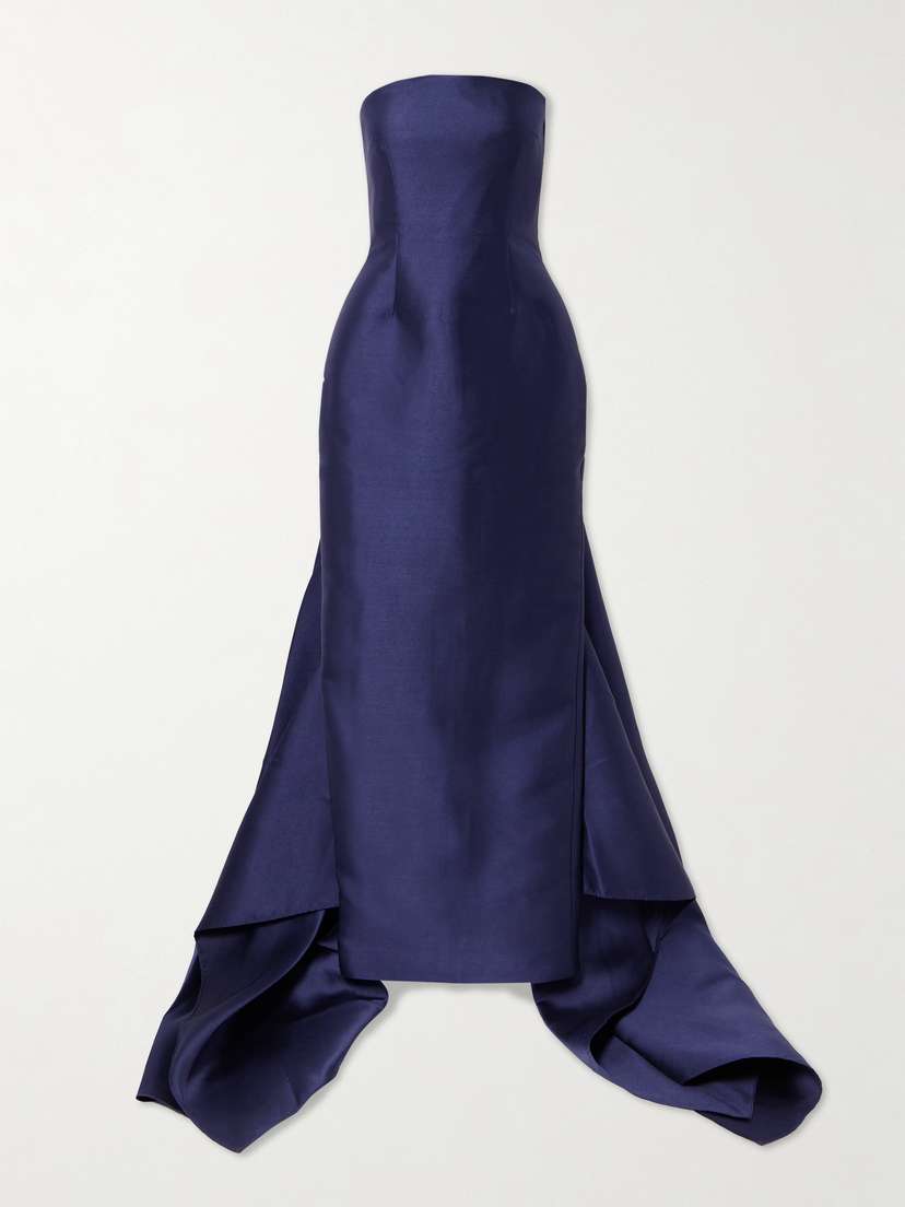 Solace London Imani Strapless Pleated Twill Gown