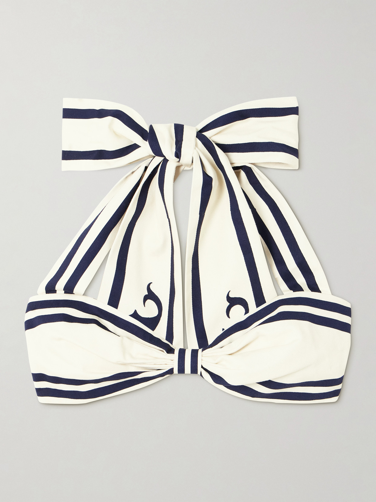 Alemais Marine Striped Organic Cotton Halterneck Bralette In White