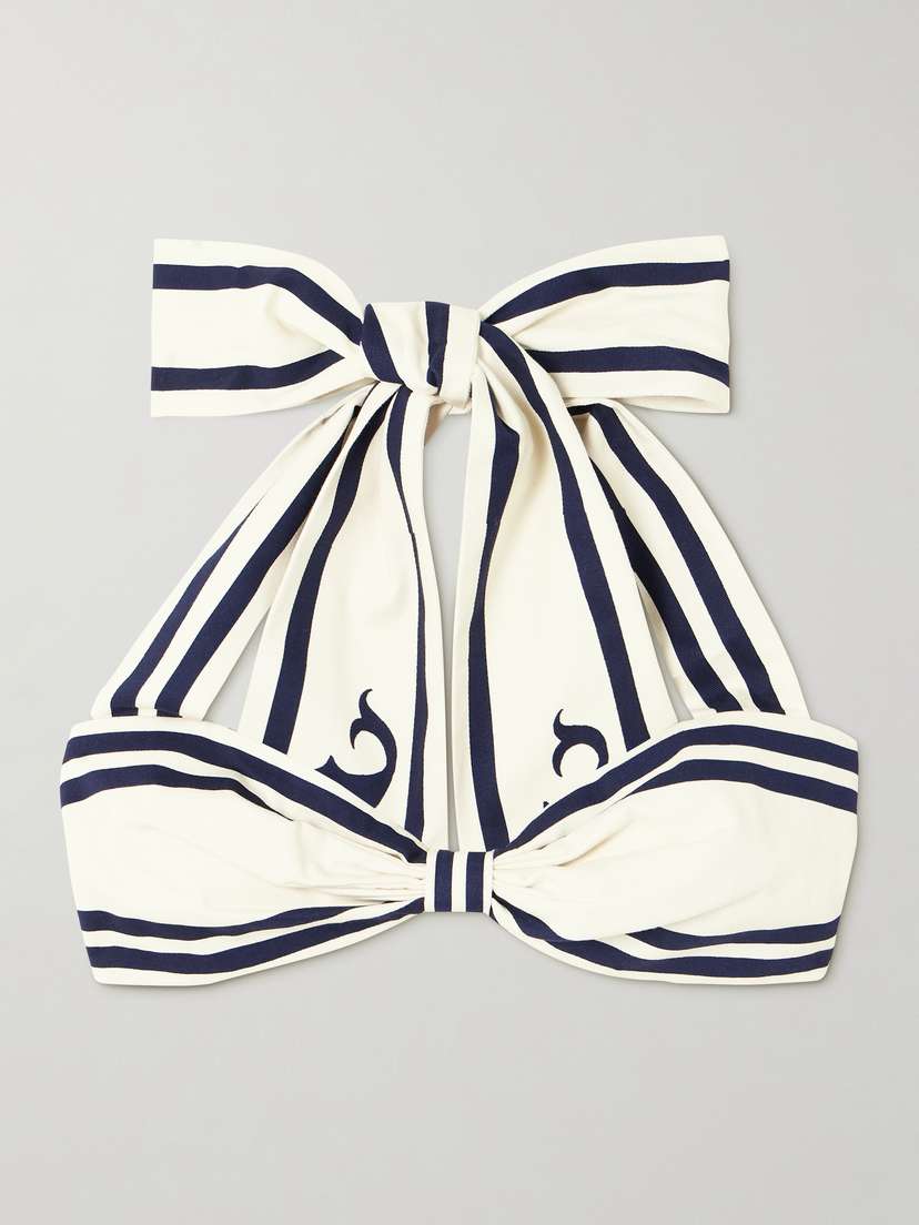 ALEMAIS Marine Striped Organic Cotton Halterneck Bralette