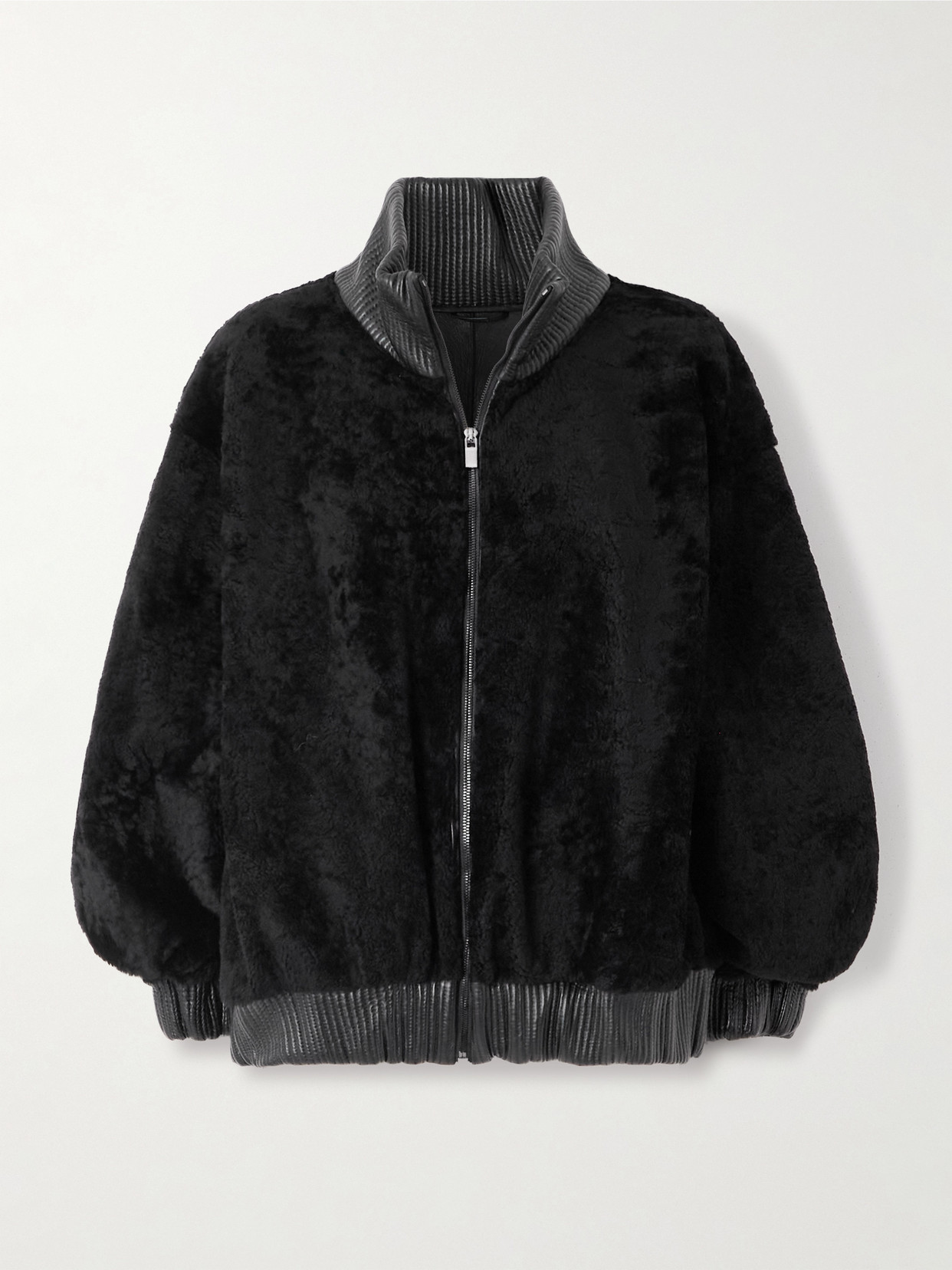 Magda Butrym Shearling Bomber Jacket In Black