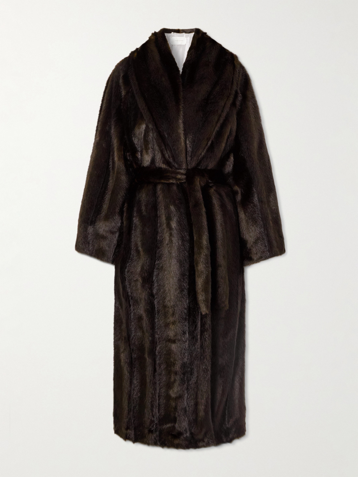 Magda Butrym Belted Plush Coat In Brown