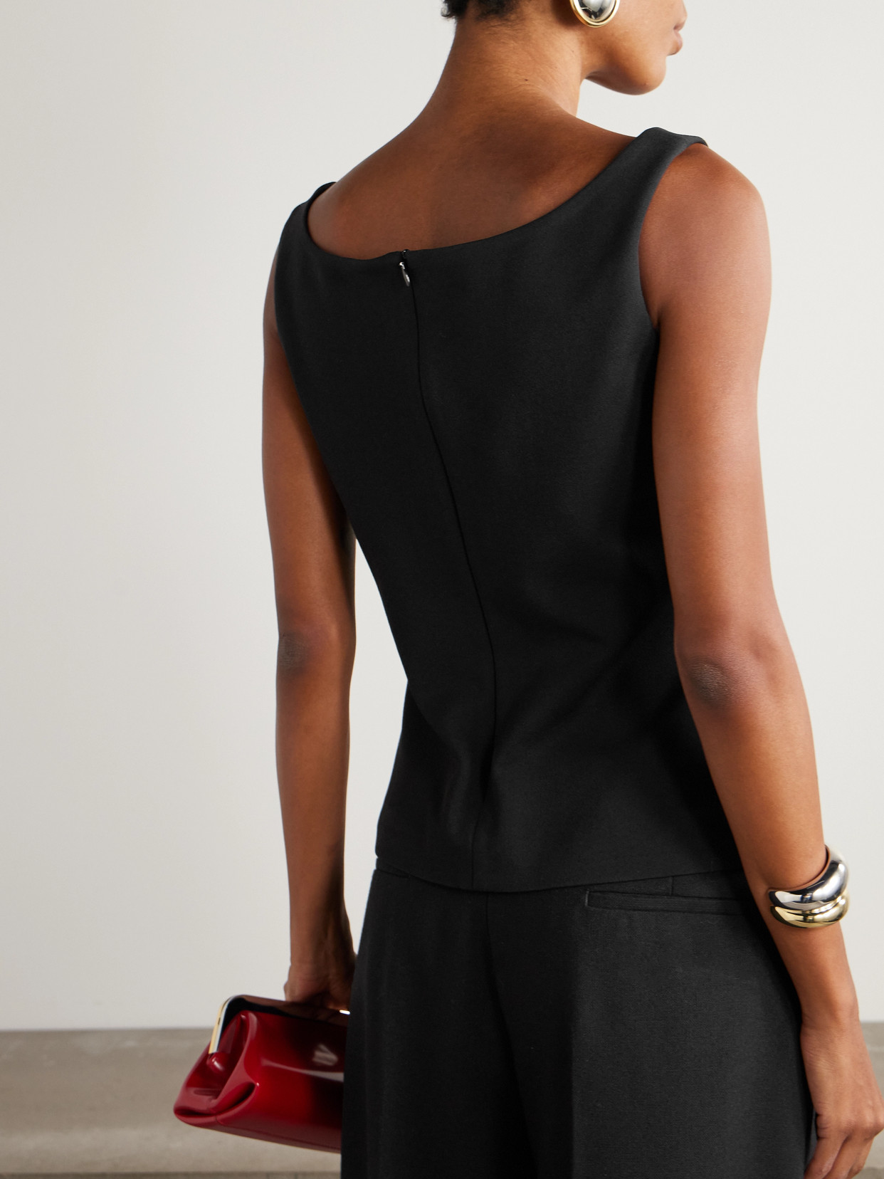 Magda Butrym Appliquéd Cutout Stretch-wool Top In Black