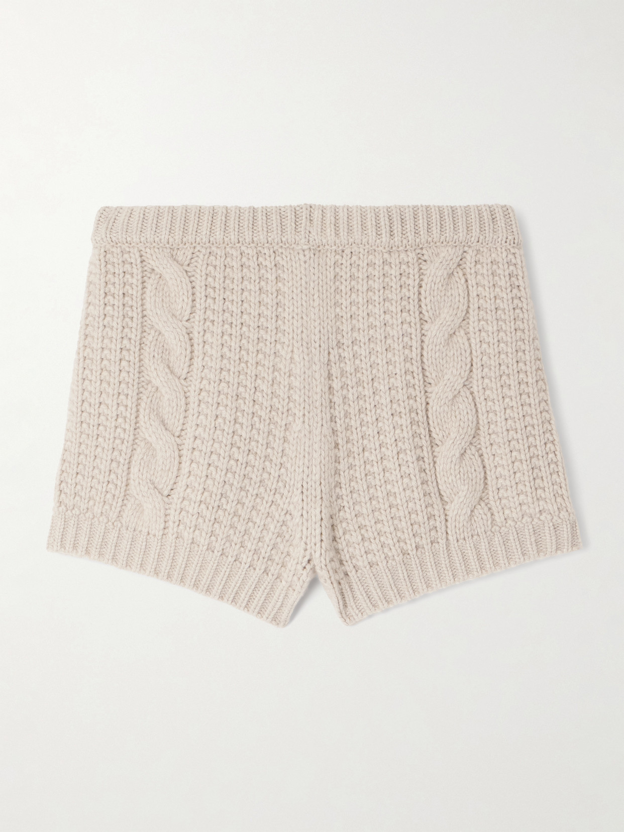 Magda Butrym Ribbed And Cable-knit Cashmere Shorts In Neutral