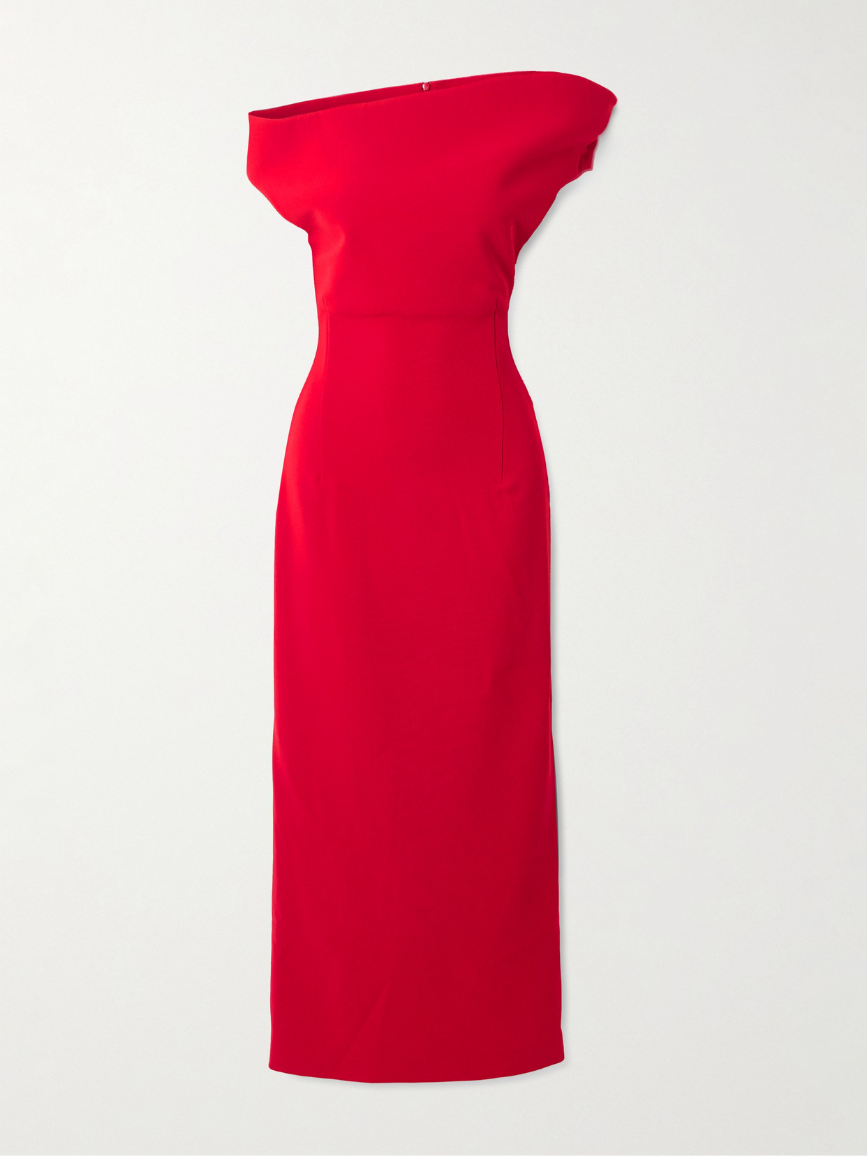 Magda Butrym One-shoulder Stretch-wool Crepe Midi Dress In Red