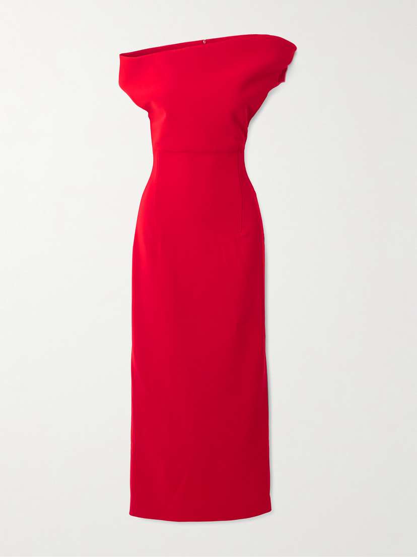Magda Butrym One-shoulder Stretch-wool Crepe Midi Dress