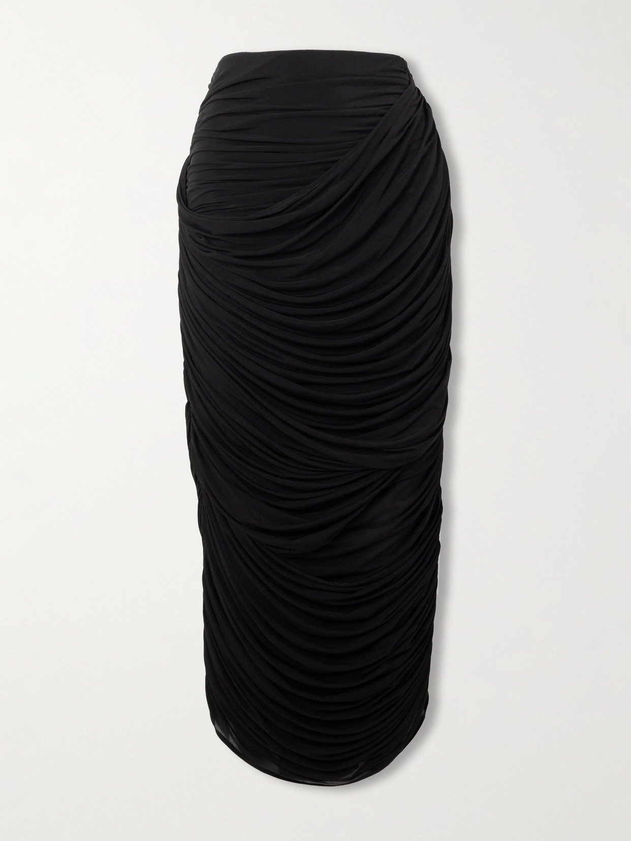 Magda Butrym Ruched Draped Jersey Midi Skirt In Black