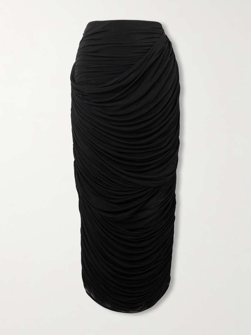 Magda Butrym Ruched Draped Jersey Midi Skirt
