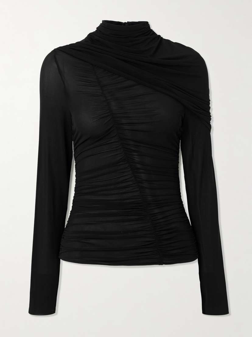 Magda Butrym Cape-effect Gathered Stretch-chiffon Blouse