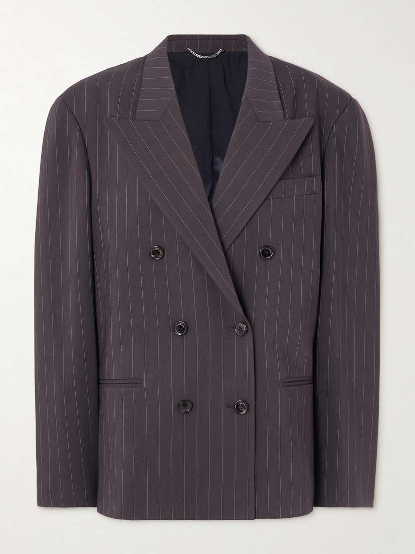 Magda Butrym Oversized Double-breasted Pinstriped Merino Wool Blazer