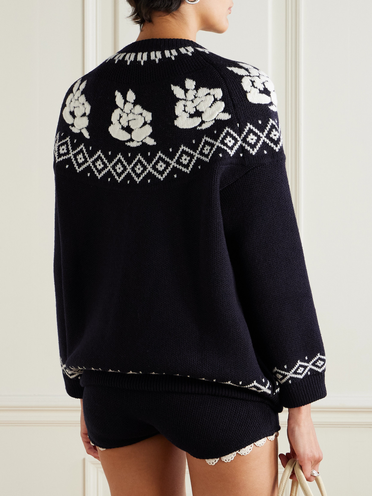 Magda Butrym Wool Sweater With Geometric Pattern In Blue