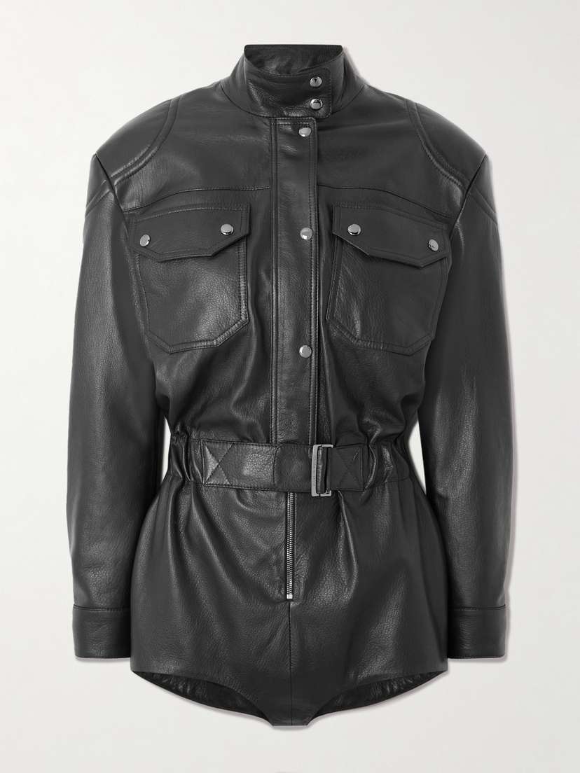 Magda Butrym Belted Leather Playsuit