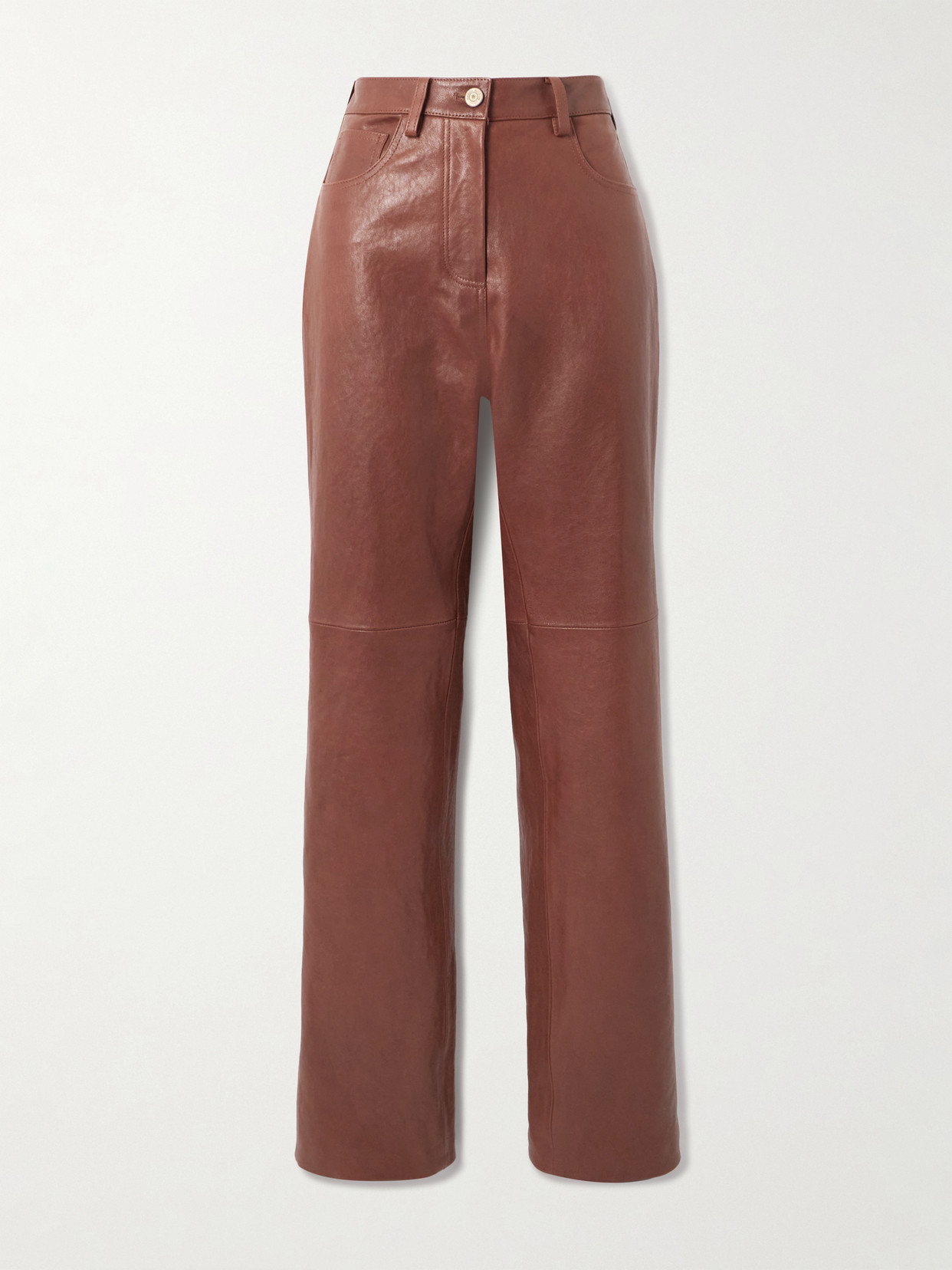 Magda Butrym Leather Straight-leg Pants In Brown