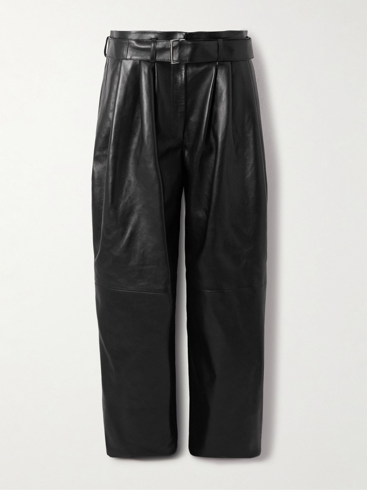 Magda Butrym Belted Leather Tapered Pants In Black