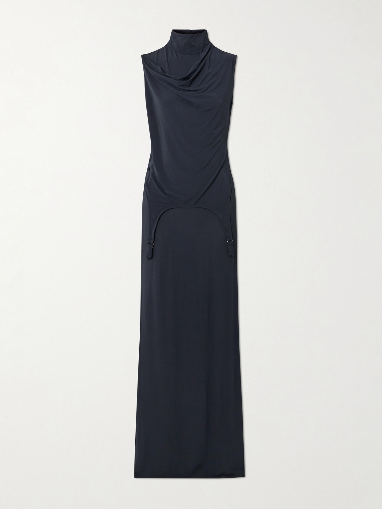 Jean Paul Gaultier Draped Stretch-jersey Maxi Dress In Blue