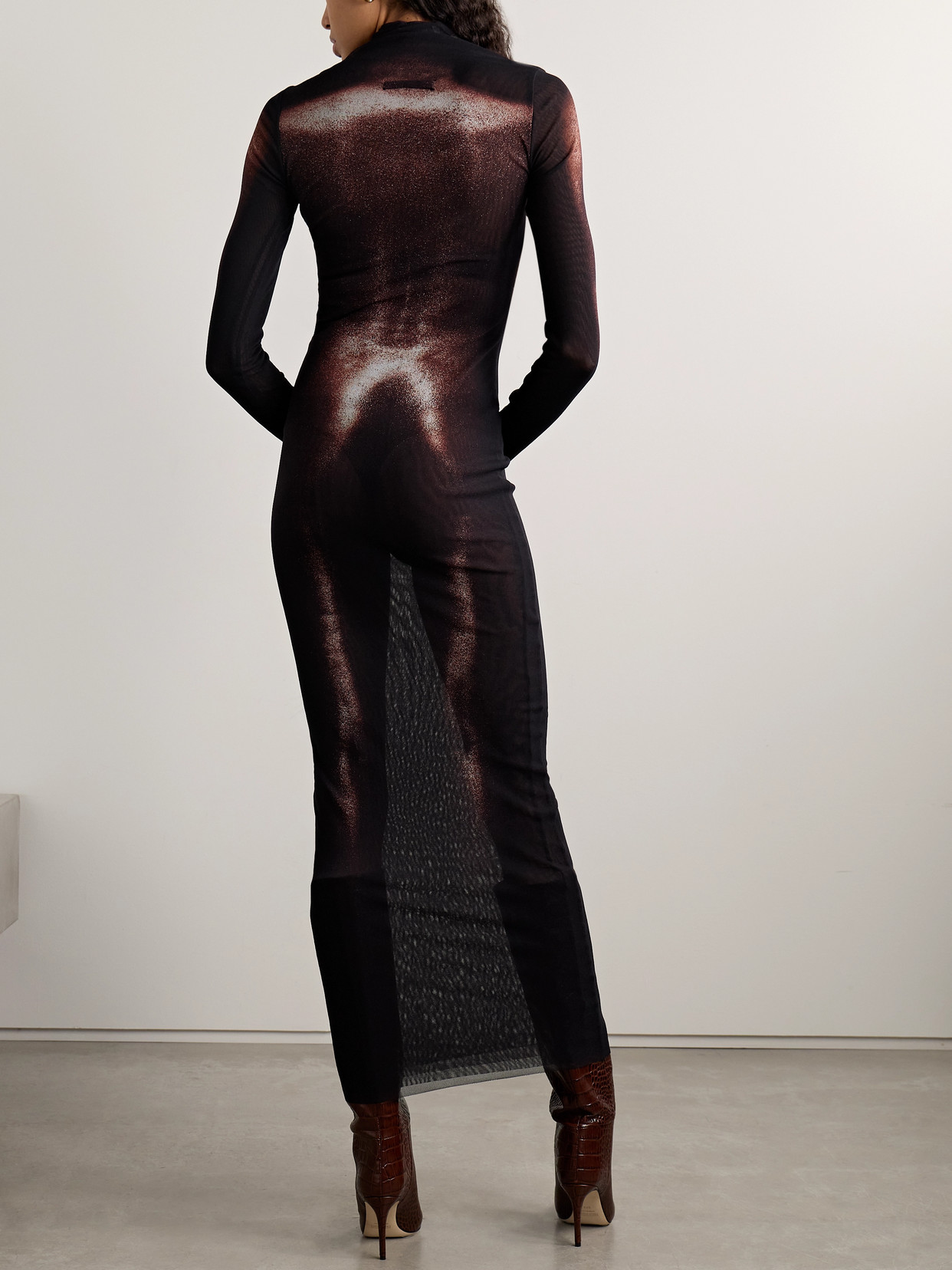 Jean Paul Gaultier Womens Black Brown Printed Long-sleeves Woven Jumpsuit Xs In Multi