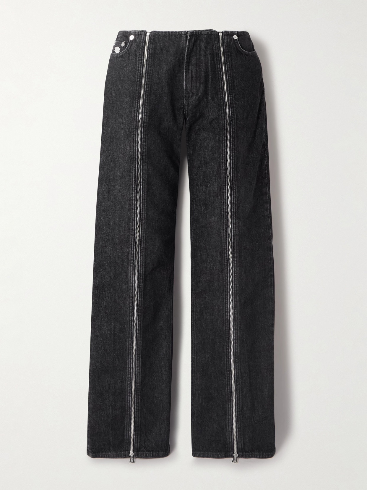 Jean Paul Gaultier Zip-embellished Straight-leg Jeans In Blue