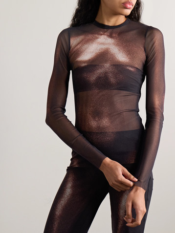 Jean Paul Gaultier Body Dust trompe l'oeil printed mesh top