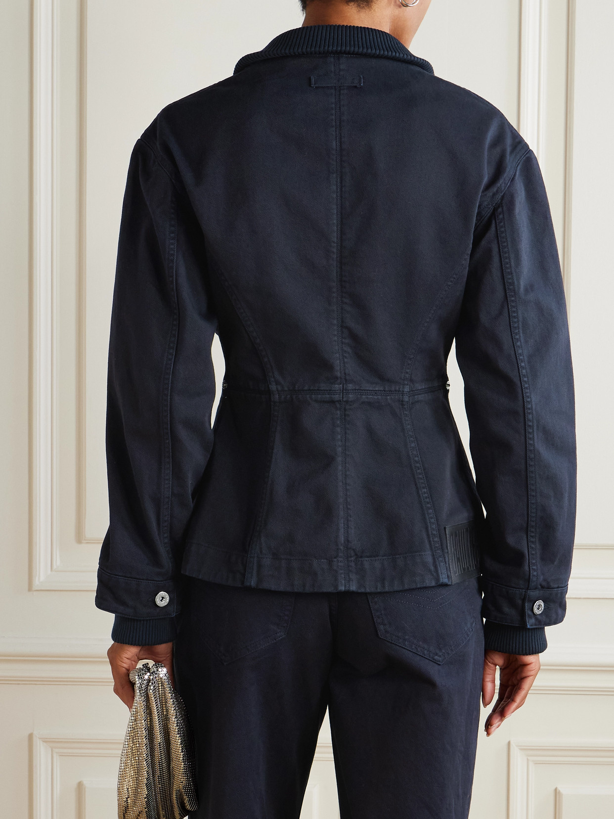 Knit-Trimmed Denim Jacket