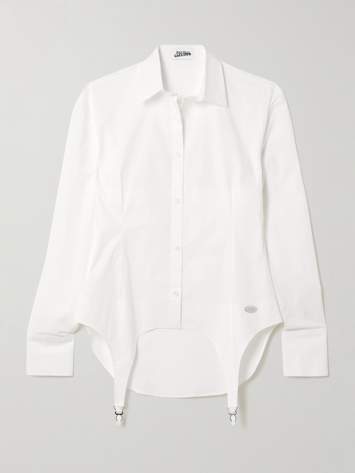 Jean Paul Gaultier Embellished Stretch-cotton Shirt In White