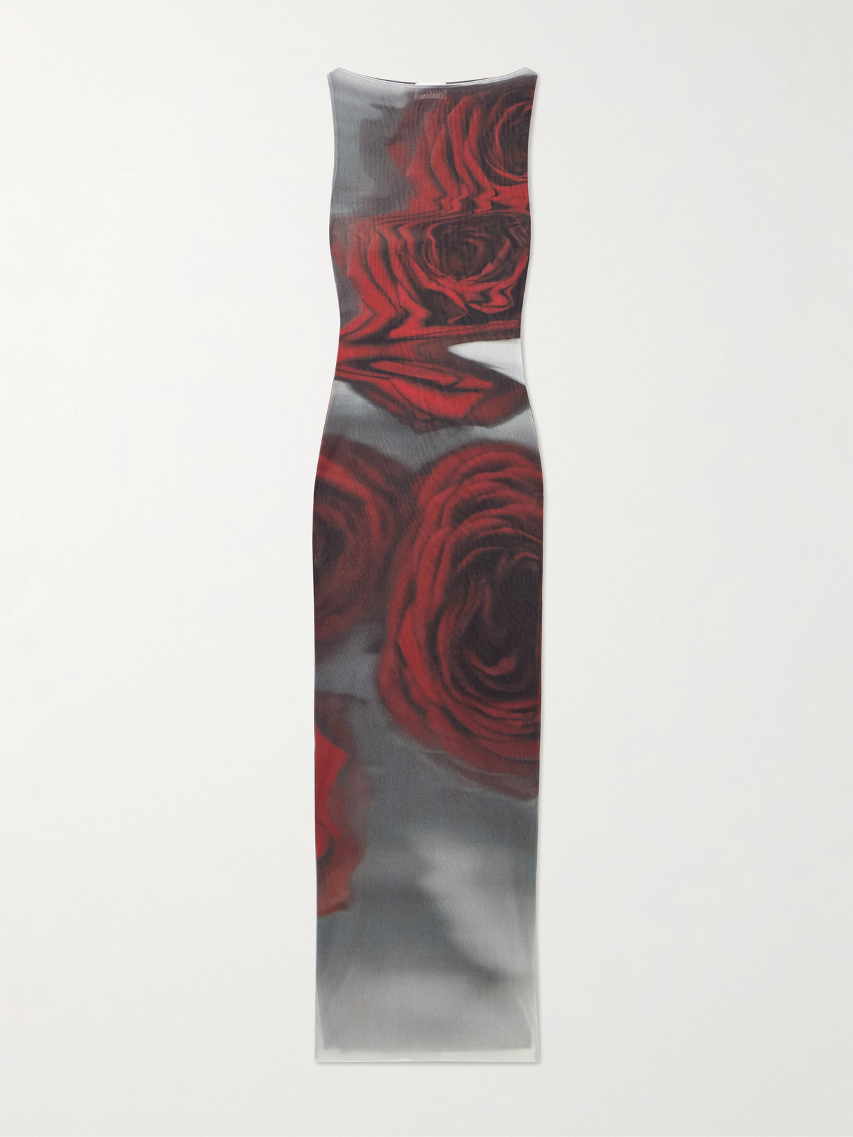 Jean Paul Gaultier Floral-print Stretch-mesh Midi Dress In Multi