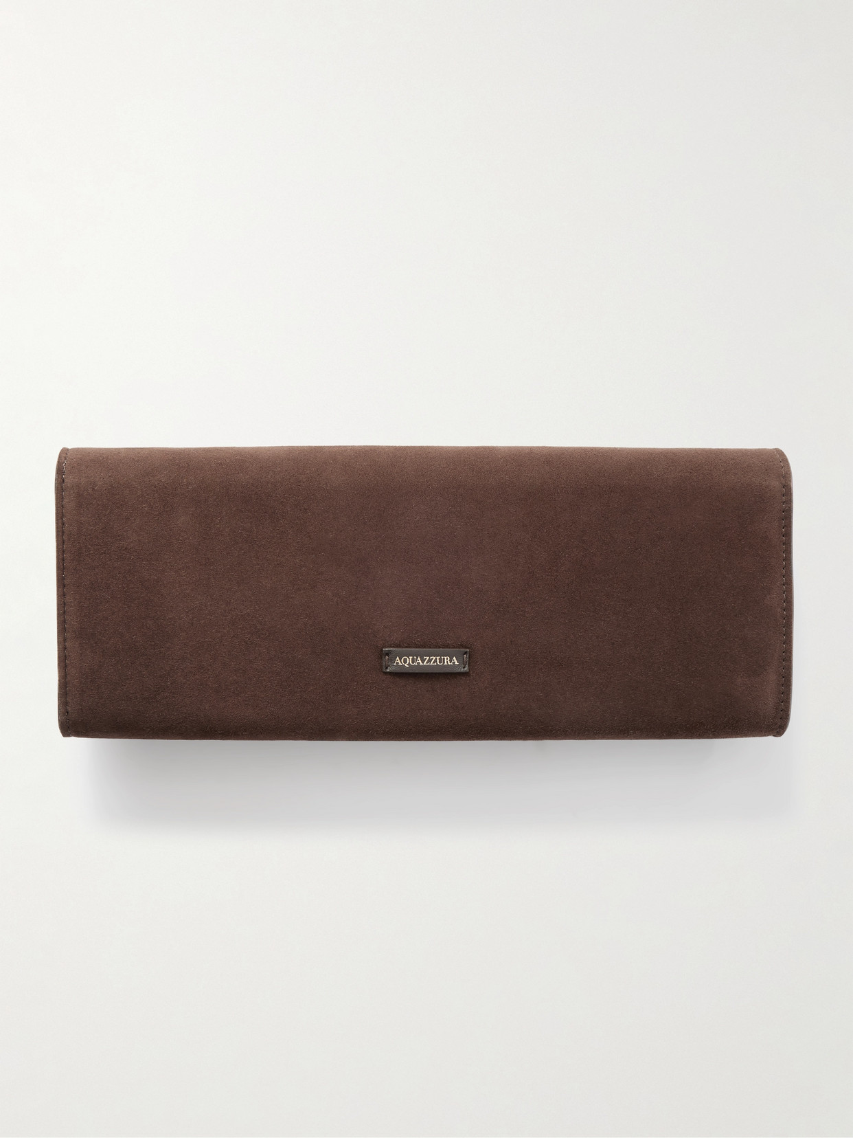 Aquazzura Hoop Suede Clutch In Brown
