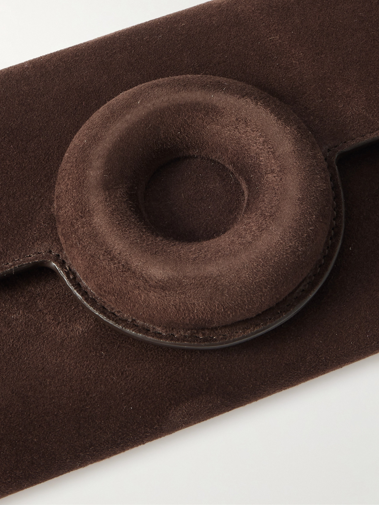 Aquazzura Hoop Suede Clutch In Brown