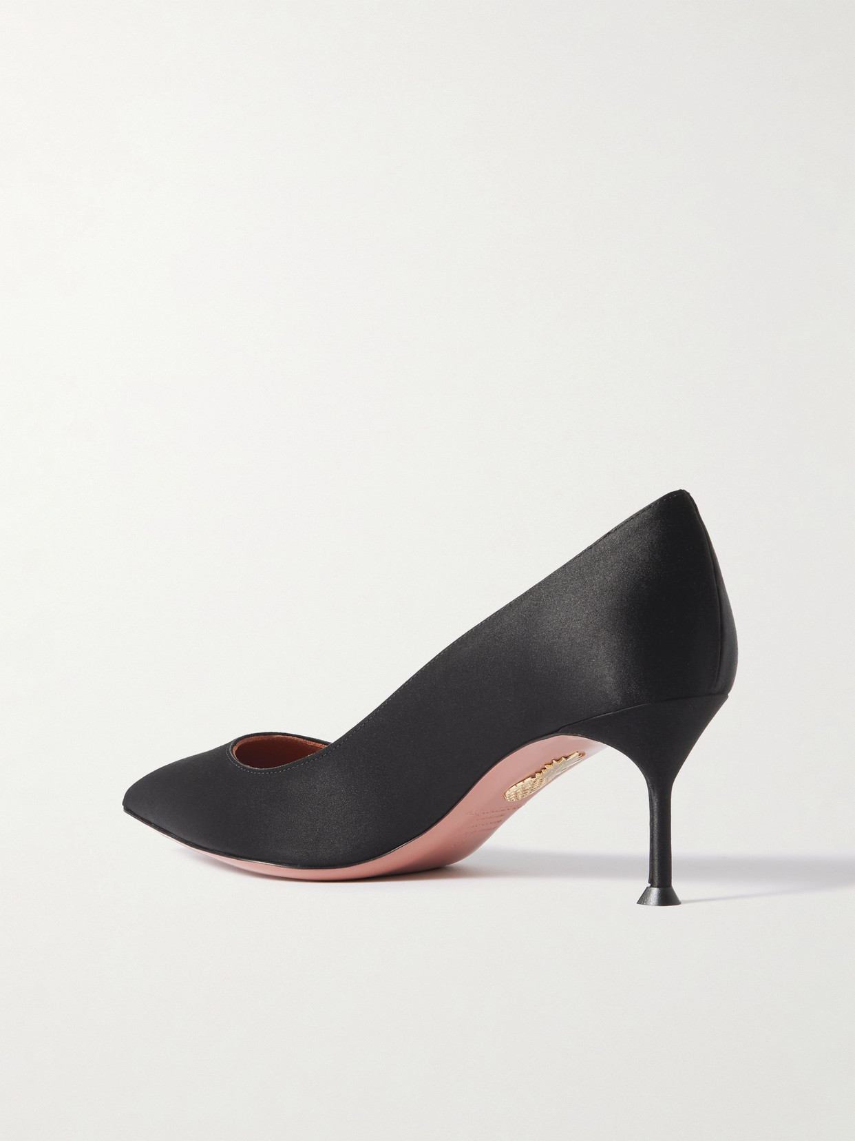 Aquazzura Purist 65 Satin Point-toe Pumps In Black
