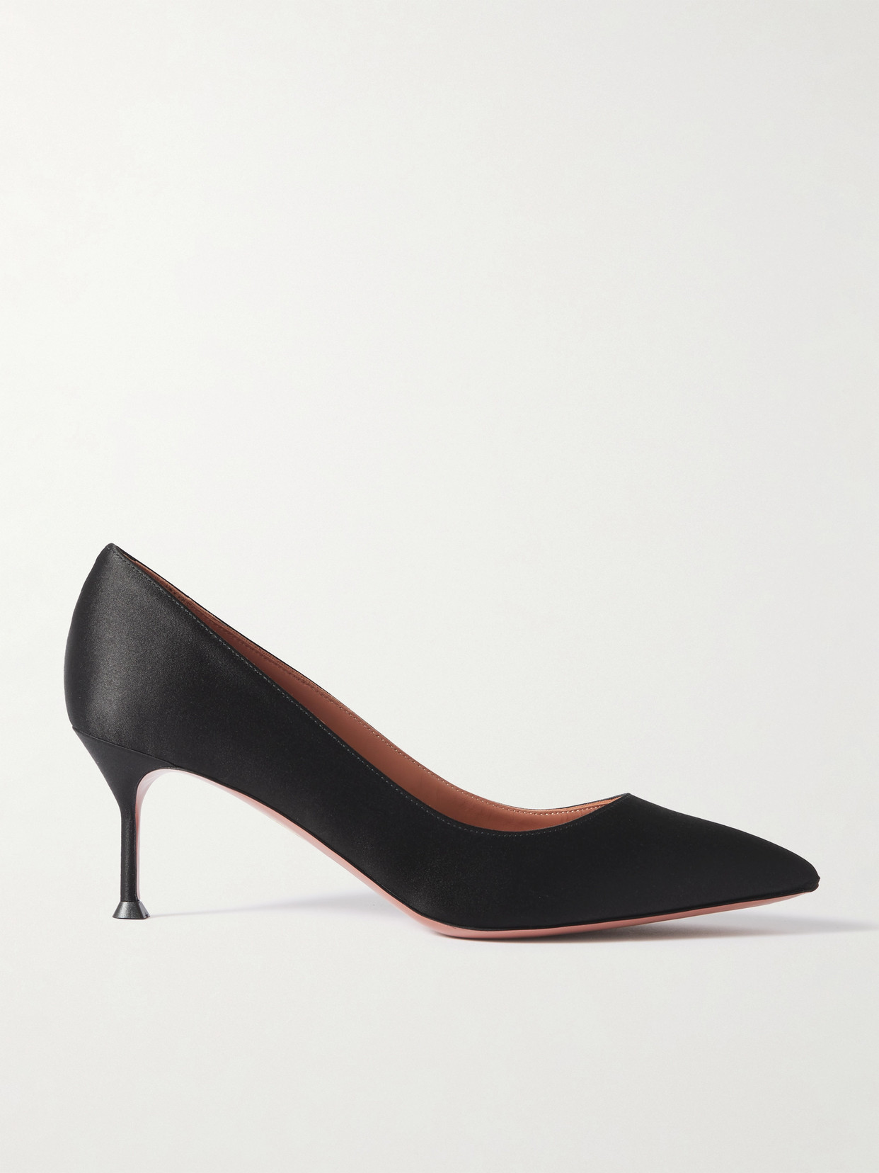 Aquazzura Purist 65 Satin Point-toe Pumps In Black
