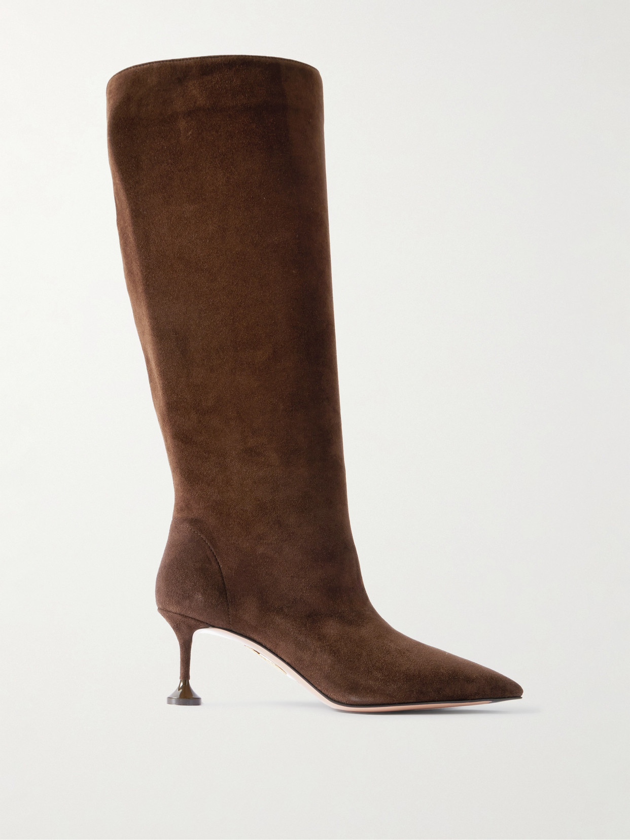 Aquazzura Lyla 65 Suede Knee Boots In Brown