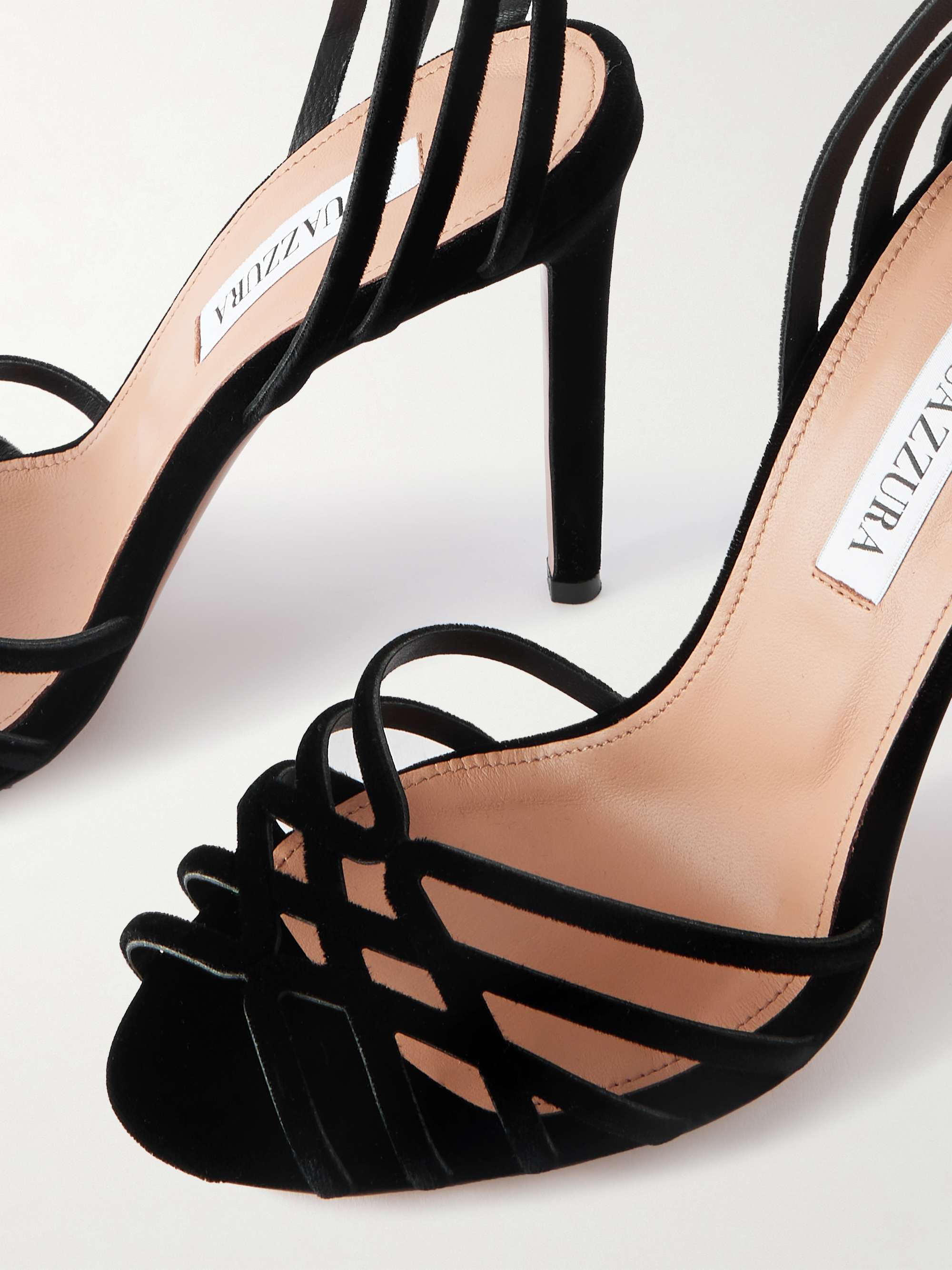アゾロ　エクストリーム　UK 5 (38) AQUAZZURA Forever More 110 crystal-embellished satin sandals