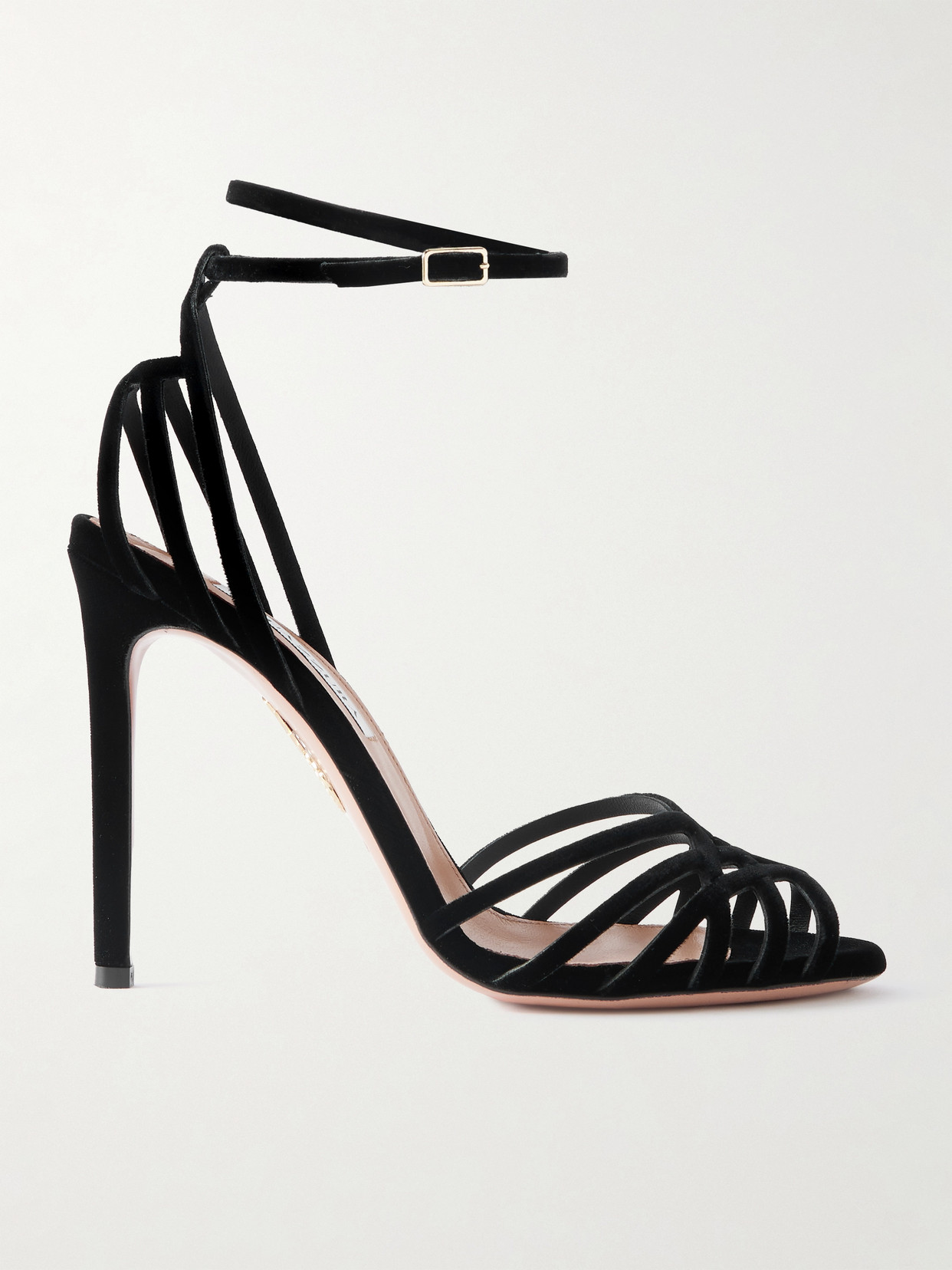 Aquazzura Wild Dream 105 Velvet Sandals In Black