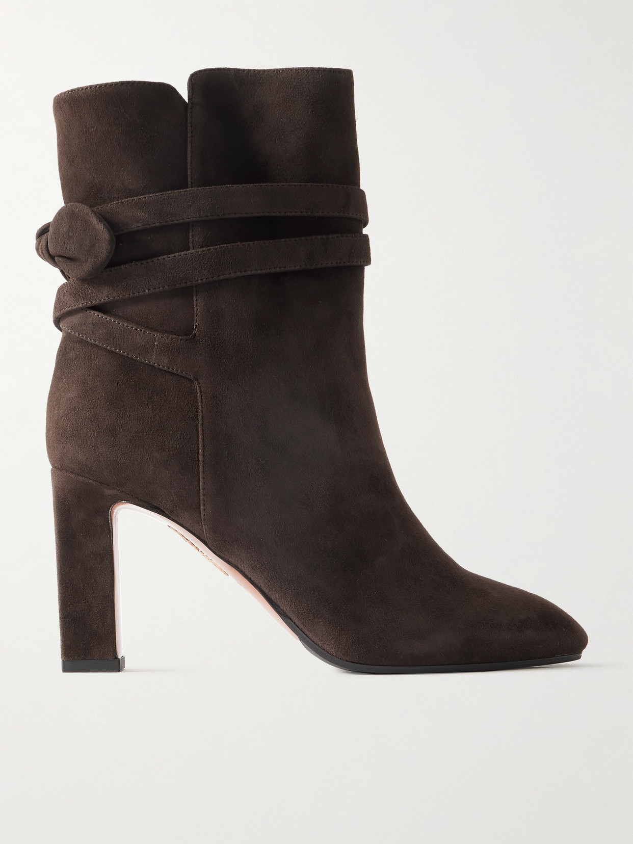Aquazzura Very Bow Tie 105 Suede Ankle Boots In Brown