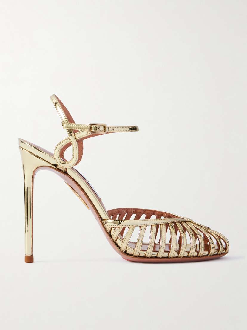 Aquazzura Sweet Surrender 105 Cutout Mirrored-leather Pumps
