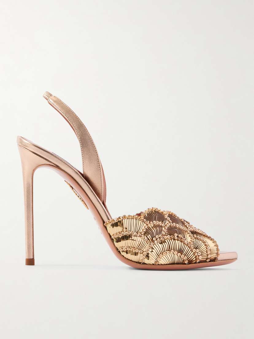 Aquazzura Ce Soir 105 Embellished Leather Sandals
