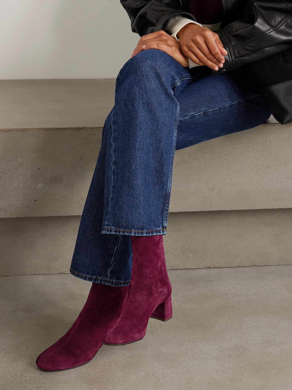 Aquazzura Saint Honoré 50 Suede Ankle Boots In Purple