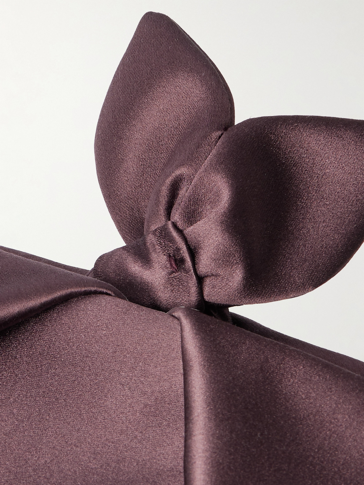 Aquazzura Bow Tie Pleated Satin Clutch In Brown