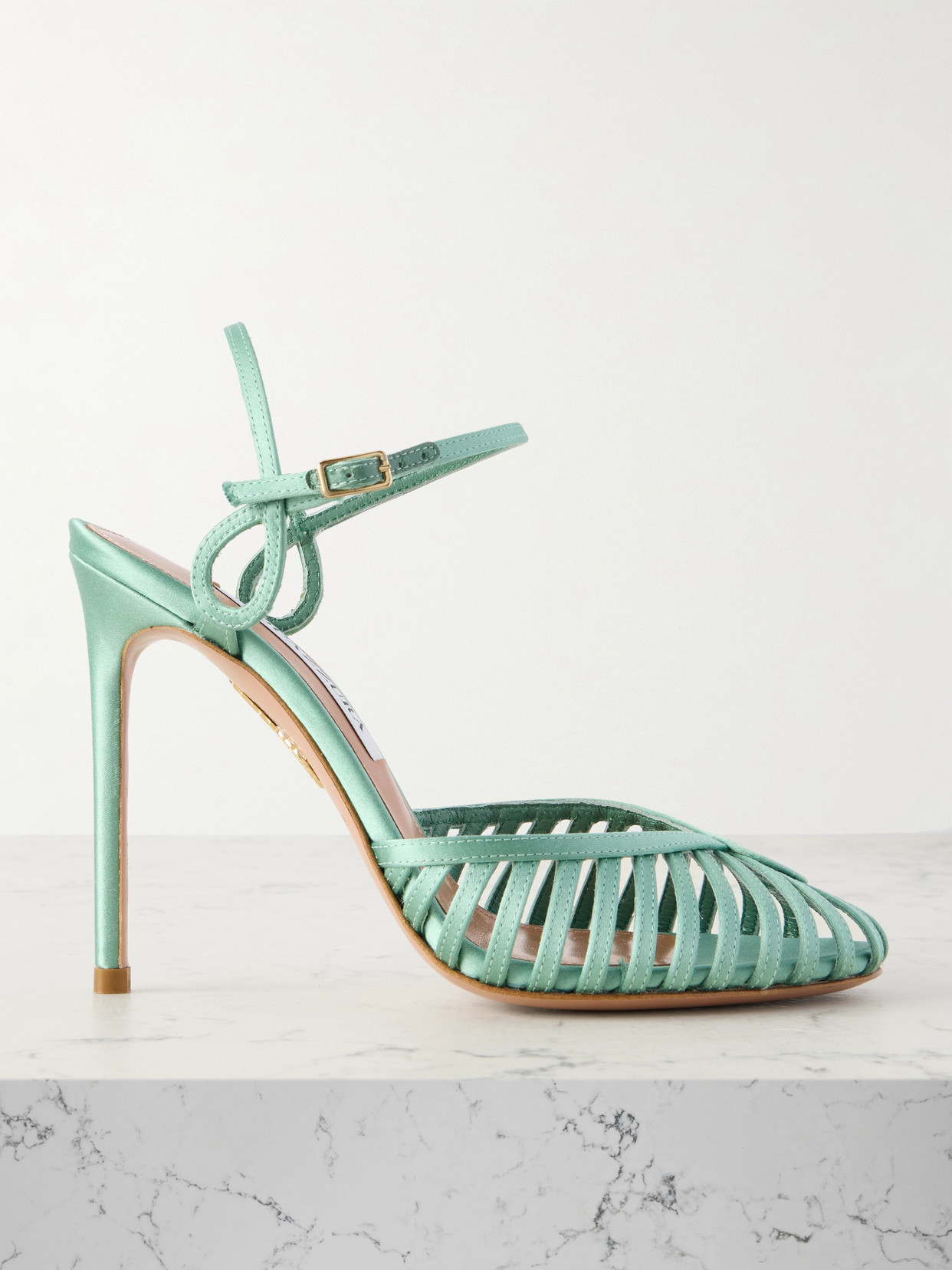 Aquazzura Sweet Surrender 105 Cutout Satin Pumps In Blue