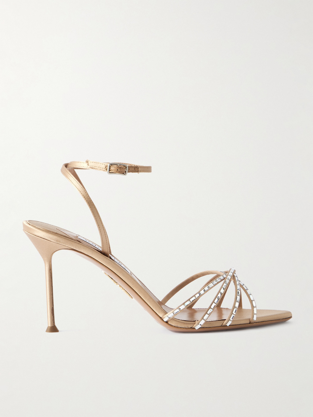 Aquazzura Tell Me Crystal-embellished Leather Sandals In Neutral