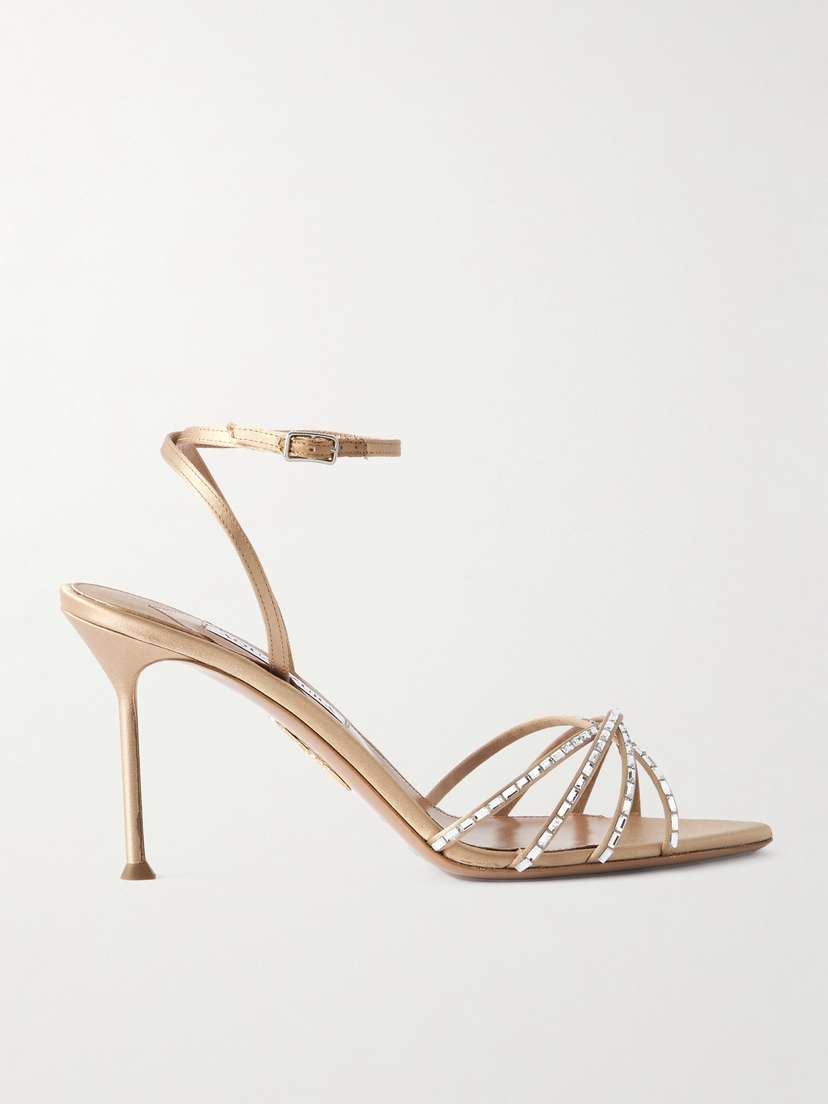 Aquazzura Tell Me Crystal-embellished Leather Sandals