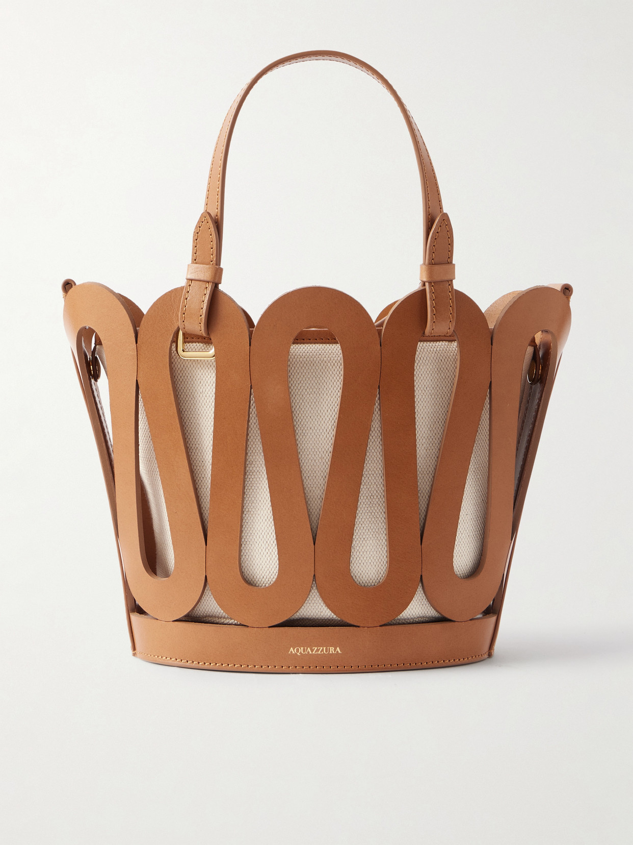 Aquazzura Artiste Medium Cutout Leather Tote In Brown