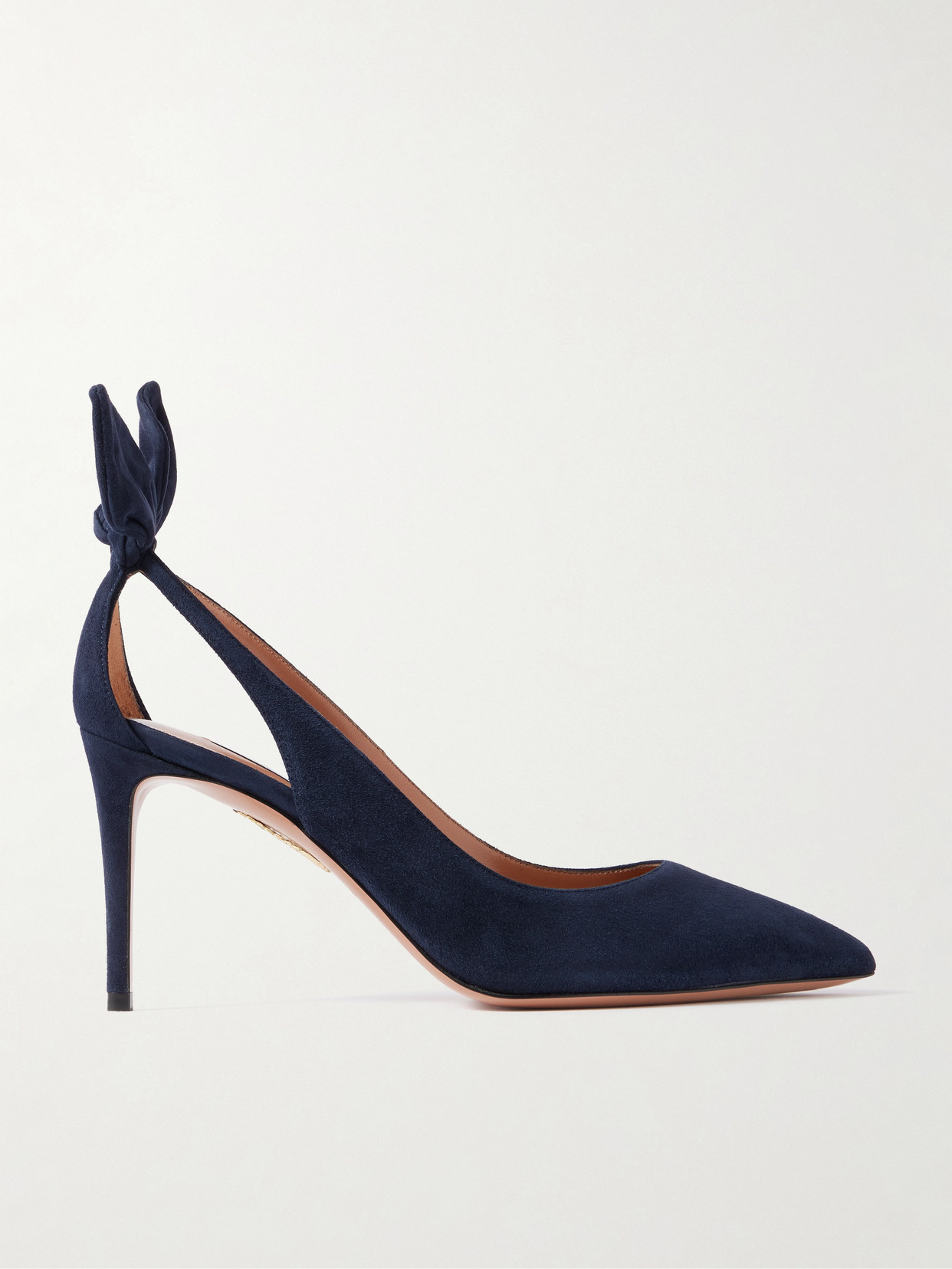 Aquazzura Bow Tie 85 Suede Pumps In Blue