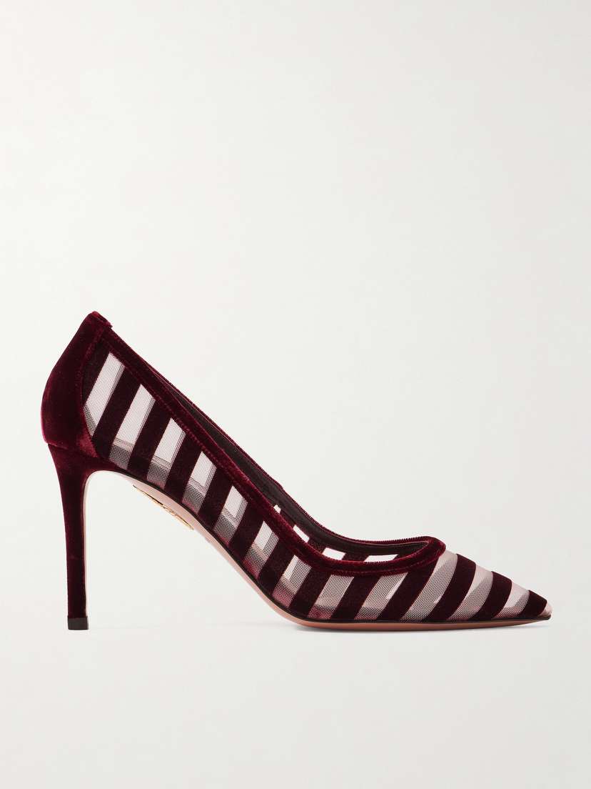 Aquazzura 85 Mesh And Velvet Pumps