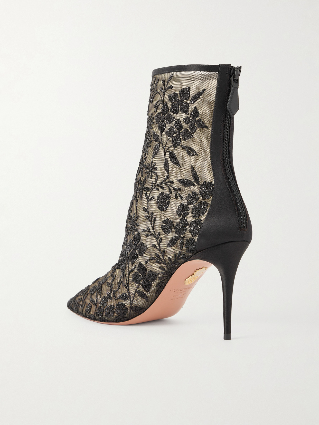 Mon Amour 85 Bead-Embellished Satin-Trimmed Ankle Boots